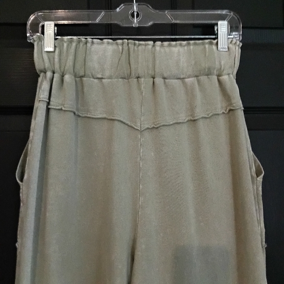 easel Sz. S Sage Feeling Good 100% Cotton Washed Terry Wide Leg Pants - Picture 14 of 16